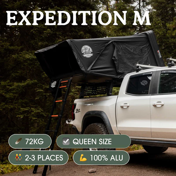 Tente de toit Go Overland Expedition M Queen Size sur 4x4 au Provence Overland Festival