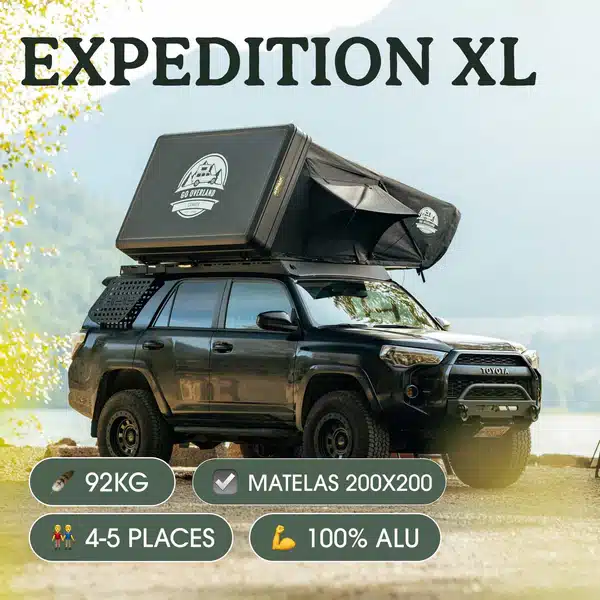 Tente de toit Go Overland Expedition XL familiale sur 4x4 pour overlanding